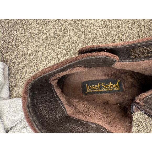 Josef Seibel Steampunk Size 36 US 5.5 Suede Fur Lined Brown Heel Zipper Booties - Picture 5 of 8